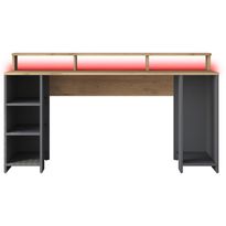 Pelipöytä Linento Furniture HA122-3000, 160x55cm, LED-valolla, ruskea/antrasiitti