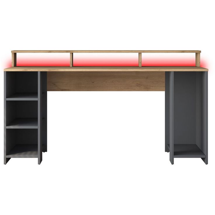Pelipöytä Linento Furniture HA122-3000, 160x55cm, LED-valolla, ruskea/antrasiitti