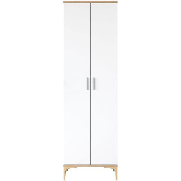 Kaappi Linento Furniture JE102-2790, leveys 60cm, korkeus 198.6cm, valkoinen/ruskea
