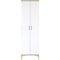 Kaappi Linento Furniture JE102-2790, leveys 60cm, korkeus 198.6cm, valkoinen/ruskea, Verkkokaupan poistotuote