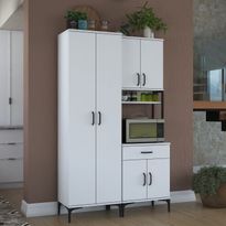Aamiaiskaappi Linento Furniture JE120-2966, leveys 120cm, korkeus 198.6cm, valkoinen