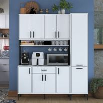 Säilytyskokonaisuus keittiöön Linento Furniture JE134-3055, leveys 160cm, korkeus 198.6cm, valkoinen