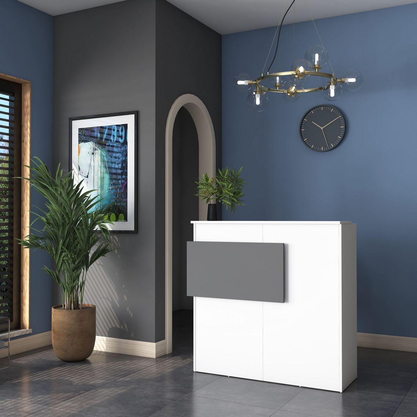 Vastaanottotiski LED-valaistuksella Linento Furniture MA102-2929, valkoinen