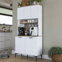 Aamiaiskaappi Linento Furniture JE192, valkoinen/pähkinänruskea, Verkkokaupan poistotuote