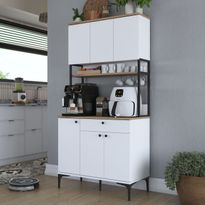 Aamiaiskaappi Linento Furniture JE197, valkoinen/pähkinänruskea