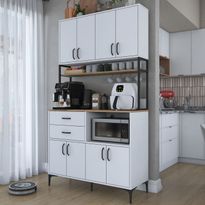 Aamiaiskaappi Linento Furniture JE209, valkoinen/pähkinänruskea