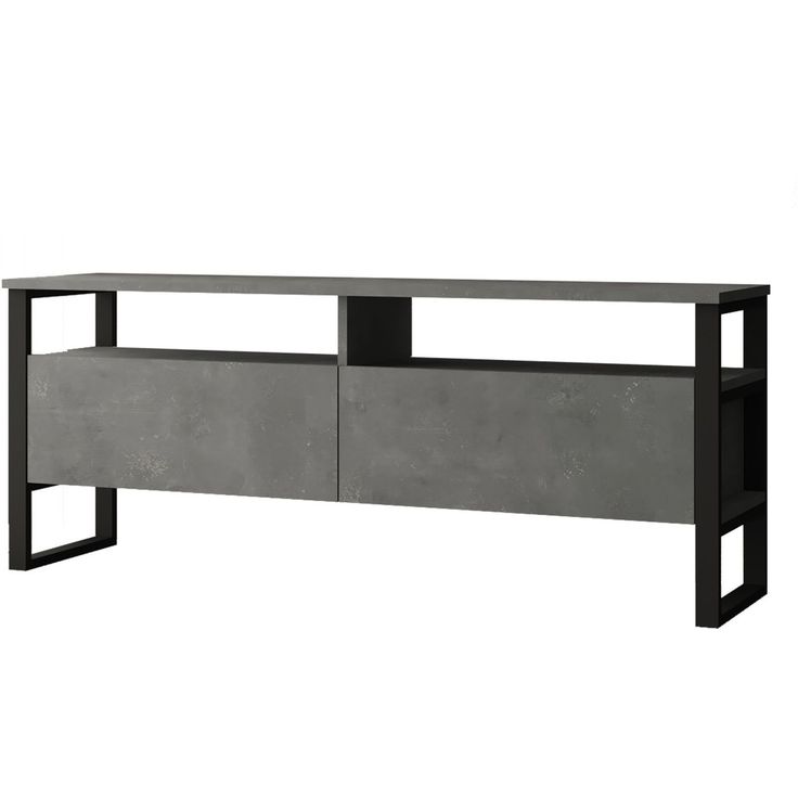 TV-taso Linento Furniture LV11, kivikuosi, hopeanharmaa