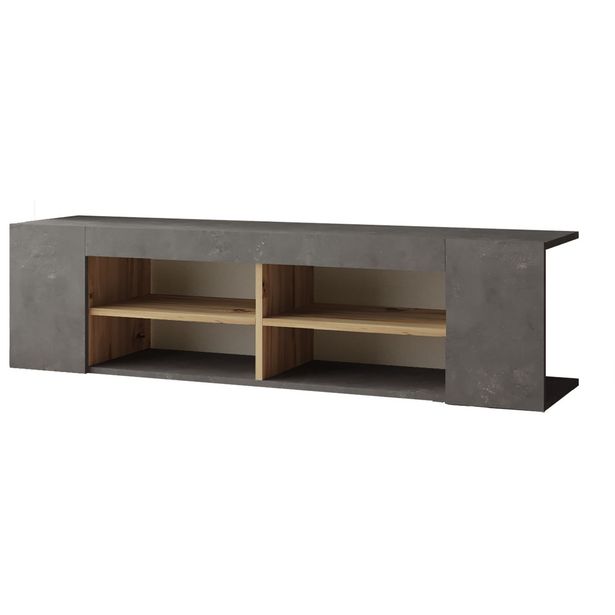 TV-taso Linento Furniture LV13, hopeanharmaa/tammi