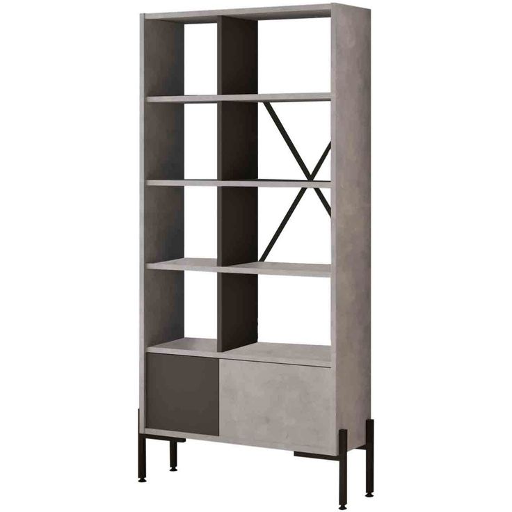 Kirjahylly Linento Furniture BO1, vaaleanharmaa