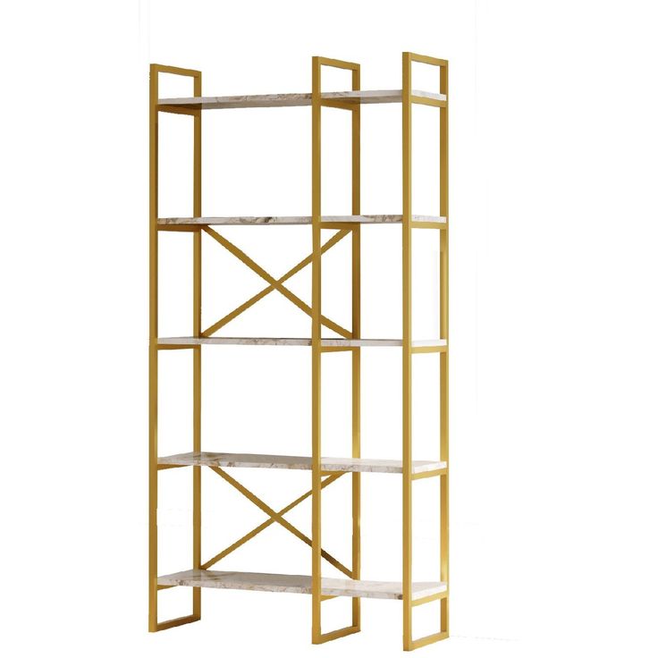 Kirjahylly Linento Furniture VG4-GE valkoinen marmori/kulta