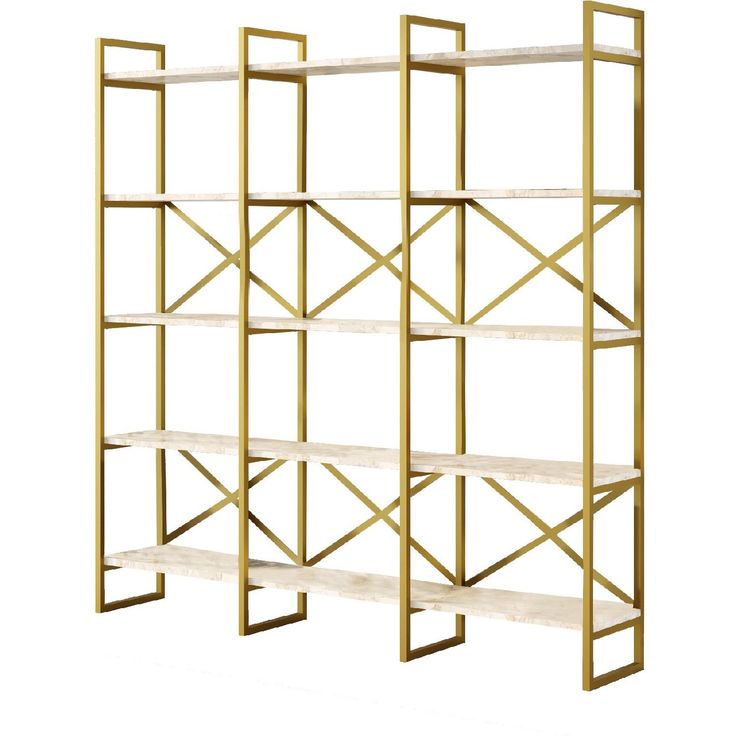 Kirjahylly Linento Furniture VG6-GE valkoinen marmori/kulta