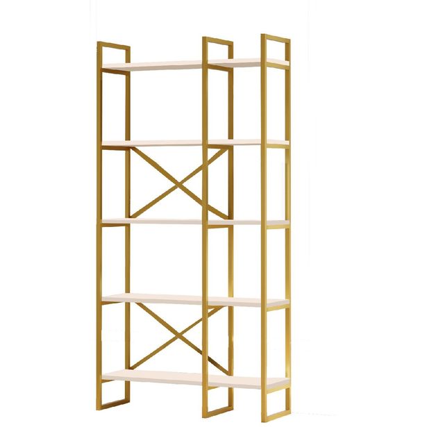 Kirjahylly Linento Furniture VG4-W valkoinen/kulta