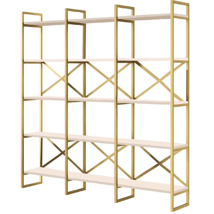 Kirjahylly Linento Furniture VG6-W valkoinen/kulta