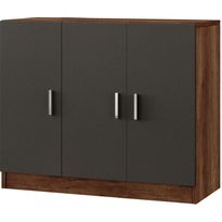 Matala kaappi Linento Furniture Vario E, kaksivärinen, tummanruskea/harmaa