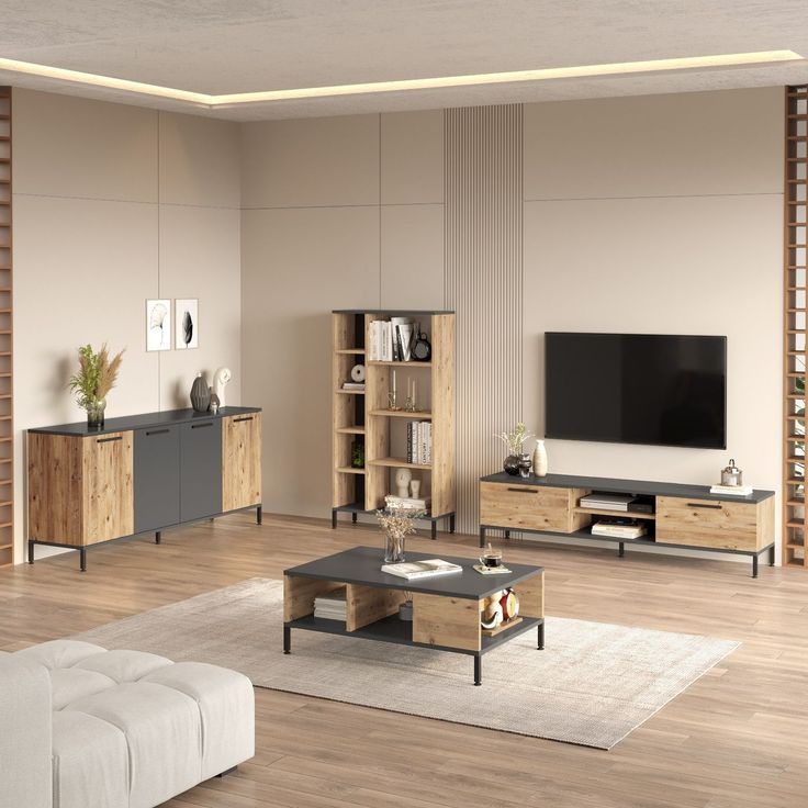 Olohuoneen huonekalusetti Linento Furniture RL6-AA, ruskea/antrasiitti