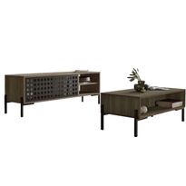 TV-taso ja sohvapöytä Linento Furniture NE5, ruskea/harmaa