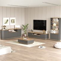 Olohuoneen huonekalusetti Linento Furniture FR19-AA, ruskea/antrasiitti
