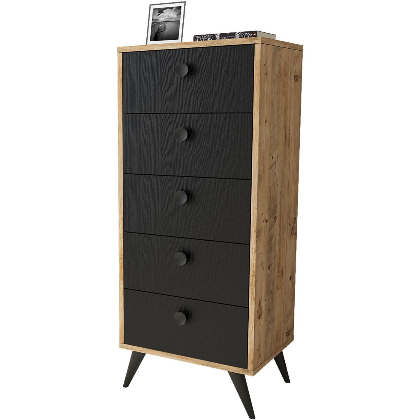 Lipasto Linento Furniture VL70, musta/ruskea