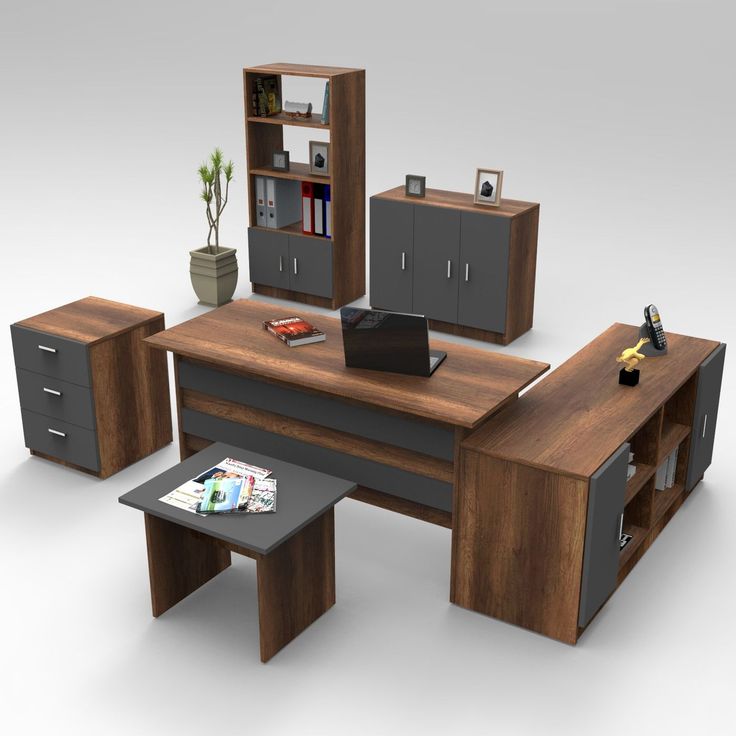 Toimistokalustesetti Linento Furniture Vo17-Ba, ruskea