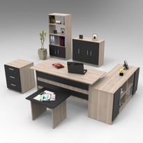 Toimistokalustesetti Linento Furniture Vo17-Ob, ruskea/musta