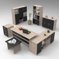Toimistokalustesetti Linento Furniture Vo19-Ob, ruskea/musta