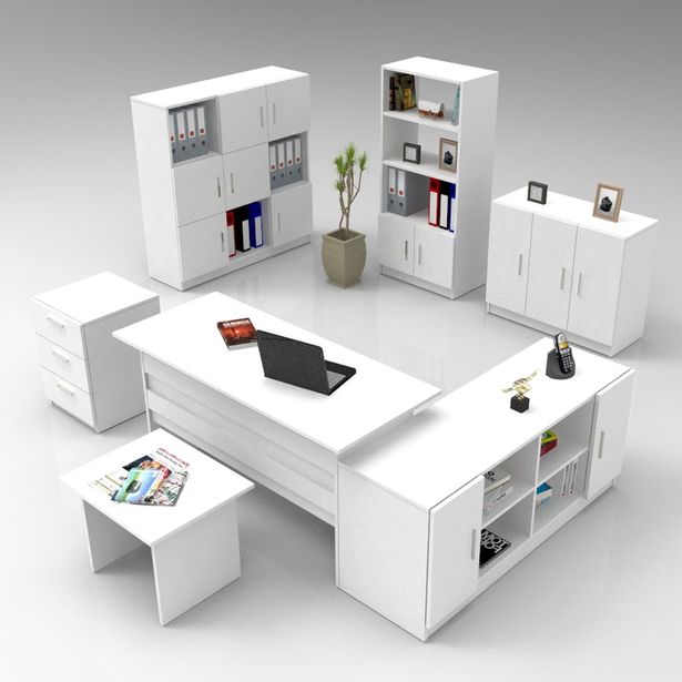 Toimistokalustesetti Linento Furniture Vo19-W, valkoinen