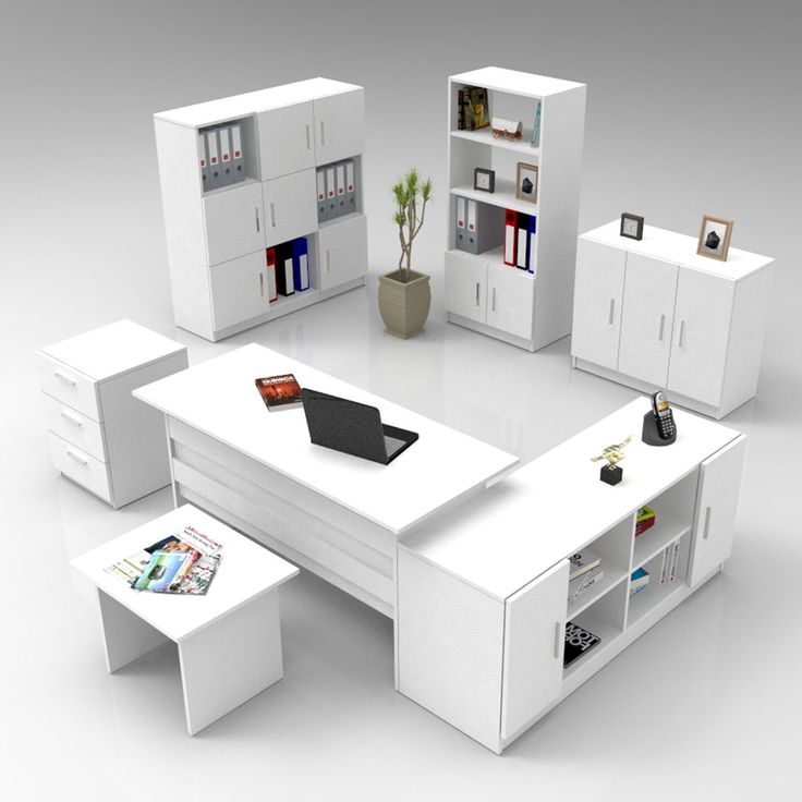 Toimistokalustesetti Linento Furniture Vo19-W, valkoinen