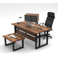 Toimistokalustesetti Linento Furniture Mn08-Ba, tummanruskea/antrasiitti