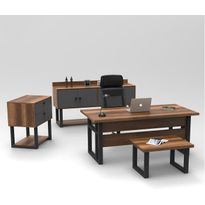 Toimistokalustesetti Linento Furniture Mn09-Ba, ruskea/antrasiitti