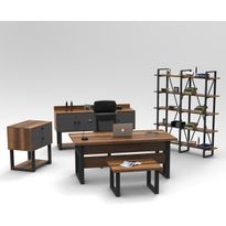 Toimistokalustesetti Linento Furniture Mn10-Ba, ruskea/antrasiitti