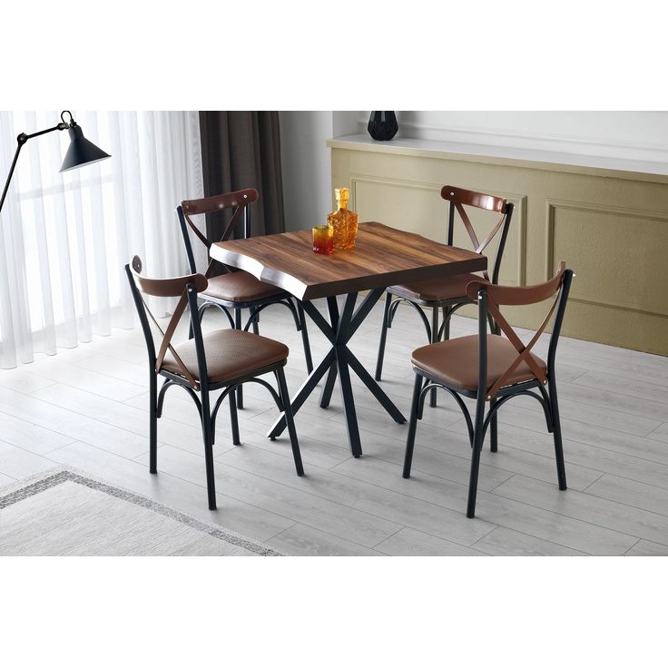 Ruokapöytä Linento Furniture Safir, 80x80cm, ruskea
