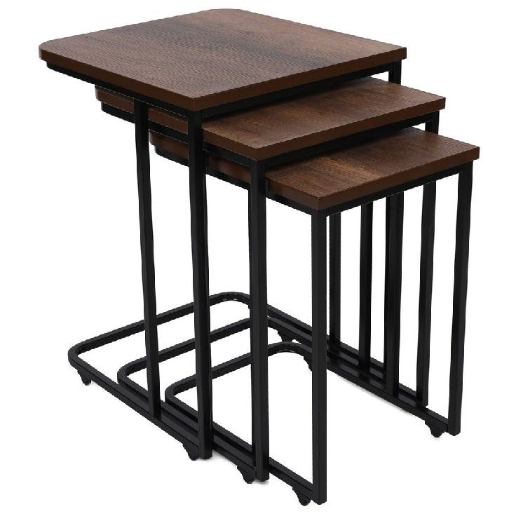 Sarjapöytä kolmiosainen Linento Furniture Ce Metal Zigon 9401 pähkinä/musta