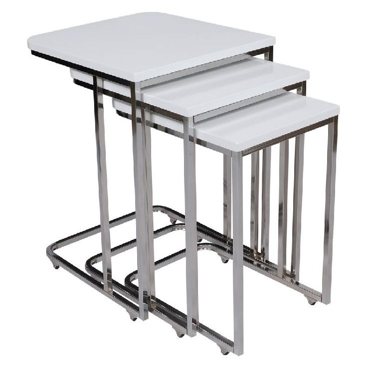 Sarjapöytä kolmiosainen Linento Furniture Ce Metal Zigon 9405 valkoinen