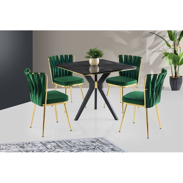 Ruokapöytä Linento Furniture Kare Ikon, 87x87cm, musta/kulta