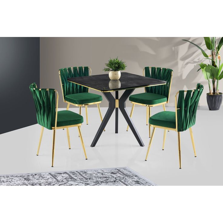 Ruokapöytä Linento Furniture Kare Ikon, 87x87cm, musta/kulta