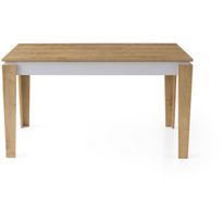 Jatkettava ruokapöytä Linento Furniture Cunda-2982, 140/175x80cm, vaaleanruskea/valkoinen, Verkkokaupan poistotuote