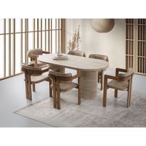 Ruokapöytä Linento Furniture Hermes, 180x90cm, beige travertiinikuosi
