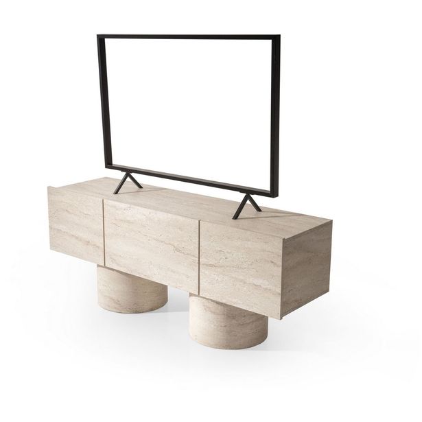 TV-taso Linento Furniture H.Tv Sehpasi-6011, beige travertiinikuosi