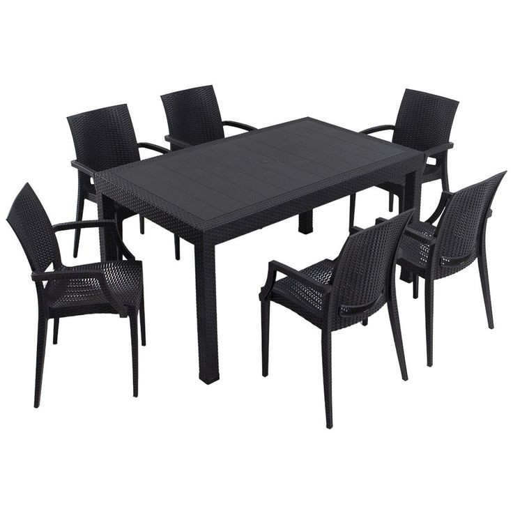 Ruokailuryhmä Linento Garden Rattan Large Lux 6:n istuttava antrasiitti