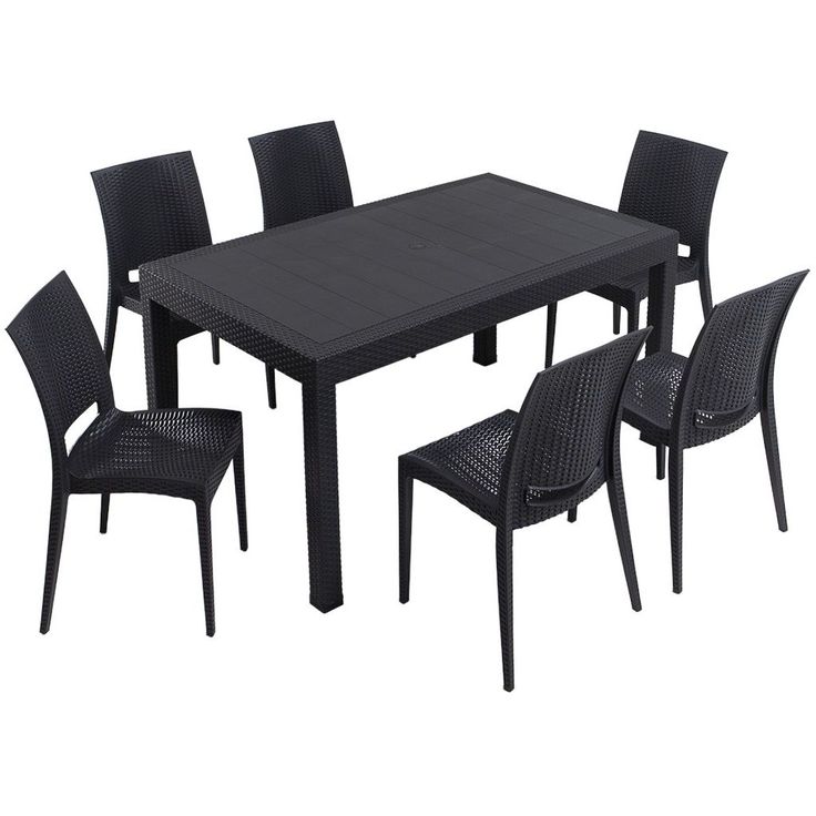 Ruokailuryhmä Linento Garden Rattan 6:n istuttava antrasiitti