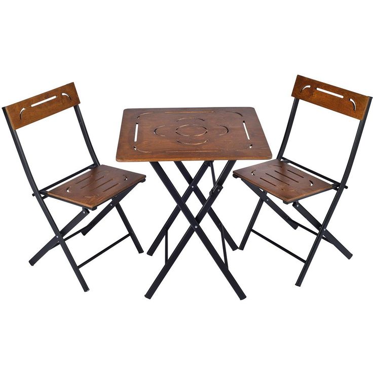 Garden Table & Chairs Set (3 Pieces) Linento Garden Bistro Set 3 Walnut Black