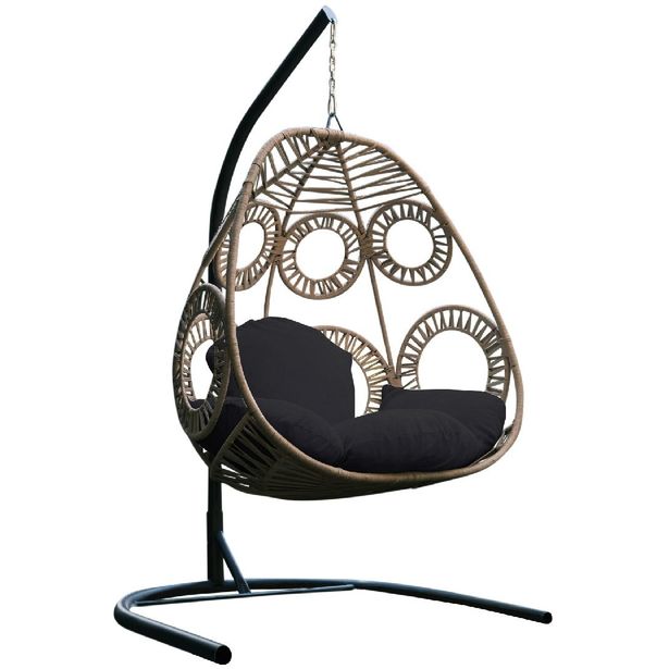 Garden Single Swing Chair Linento Garden Osna Black Black Beige