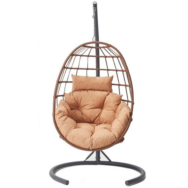 Garden Single Swing Chair Linento Garden Tavus Brown Cappuccino Coffee