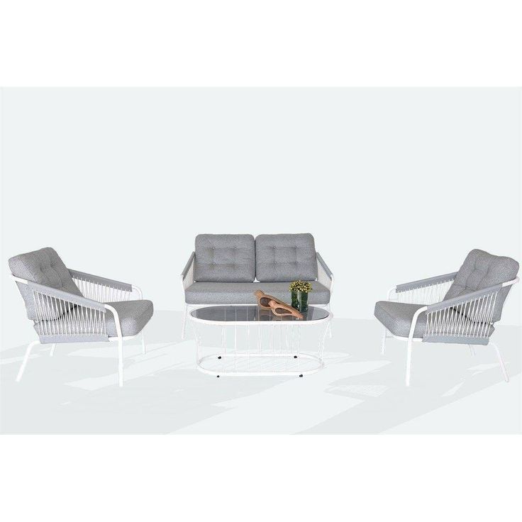 Garden Lounge Set Linento Garden Real 2-1-1-S White White Grey