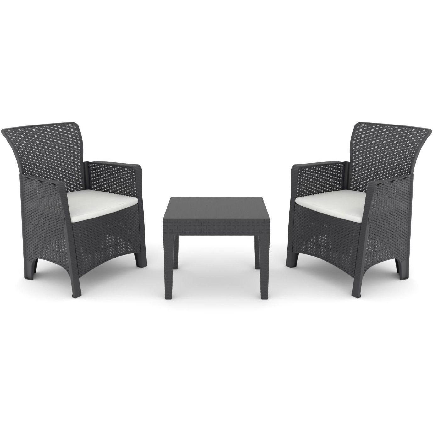 Puutarhasetti Linento Garden Troya Balcony 1, 2 tuolia + pöytä, antrasiitti