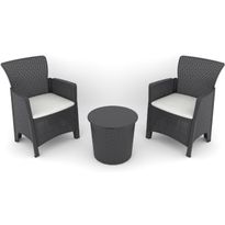 Puutarhasetti Linento Garden Troya Balcony 2, 2 tuolia + pöytä, antrasiitti