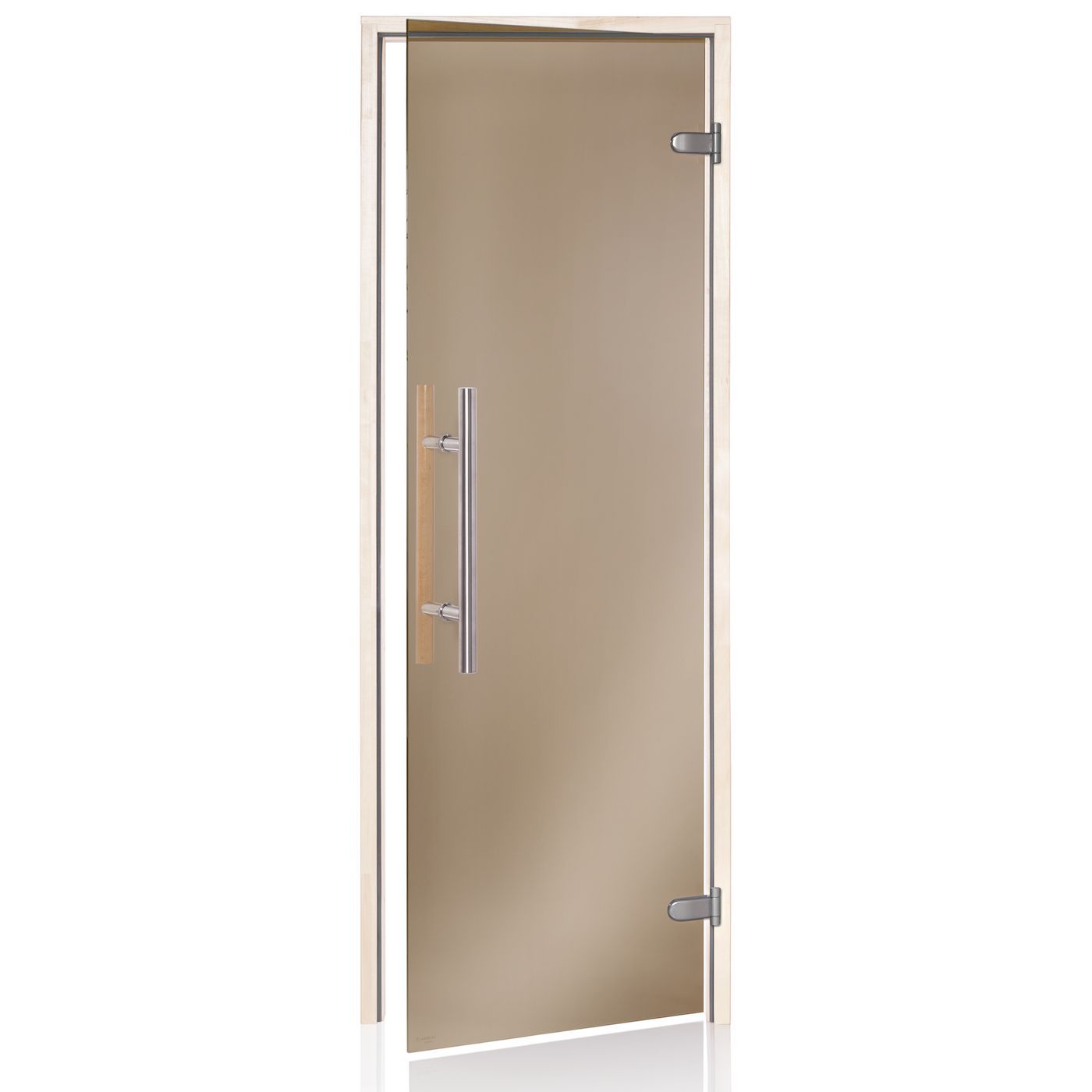 Saunan lasiovi Andres Glass Light Premium 9x19, pronssi lasi, haapakarmi