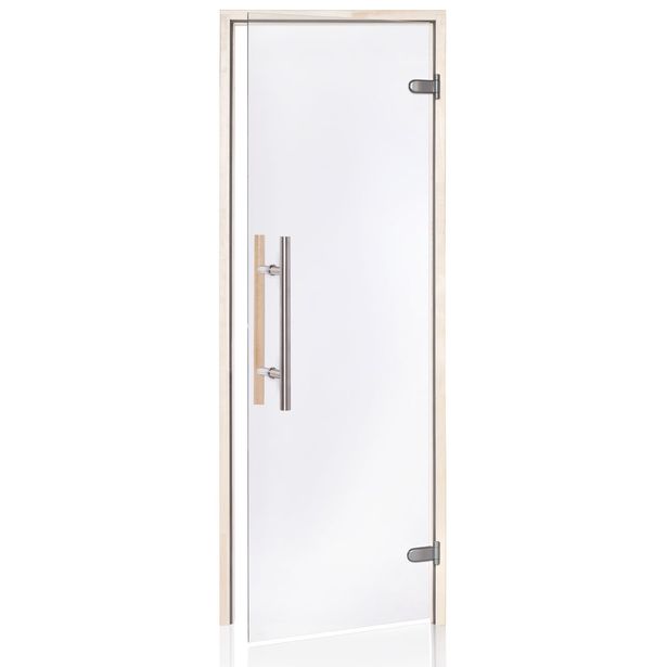Saunan lasiovi Andres Glass Light Premium, haapakarmi, eri kokoja, eri värejä