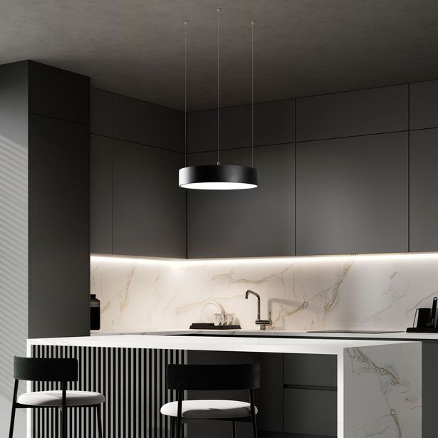 LED-riippuvalaisin Linento Lighting Circa-15510, Ø40cm, 3000K, musta