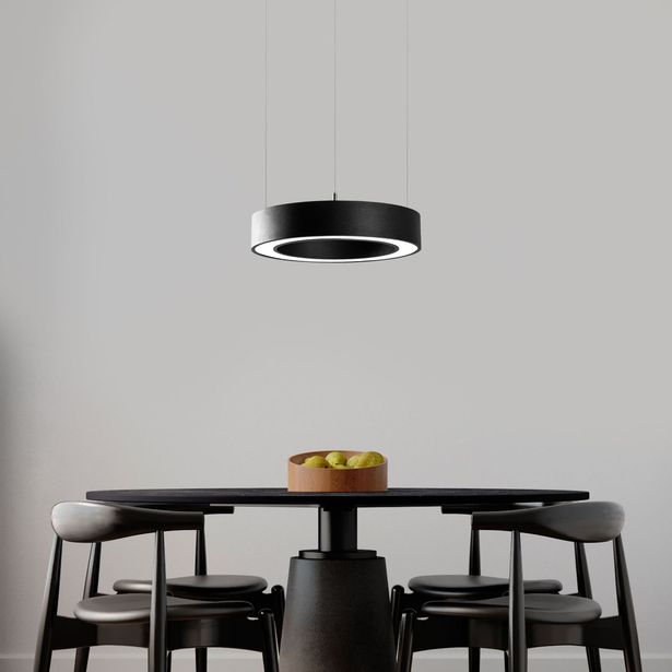 LED-riippuvalaisin Linento Lighting Luno-15515, Ø40cm, 3000K, musta